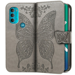 Чохол-книжка для Motorola Moto G71 5G, Butterfly, сірий