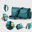 Чехол CASEME для Samsung Galaxy S24 FE, RFID Leather Wallet, с плечевым ремнем, зелёный