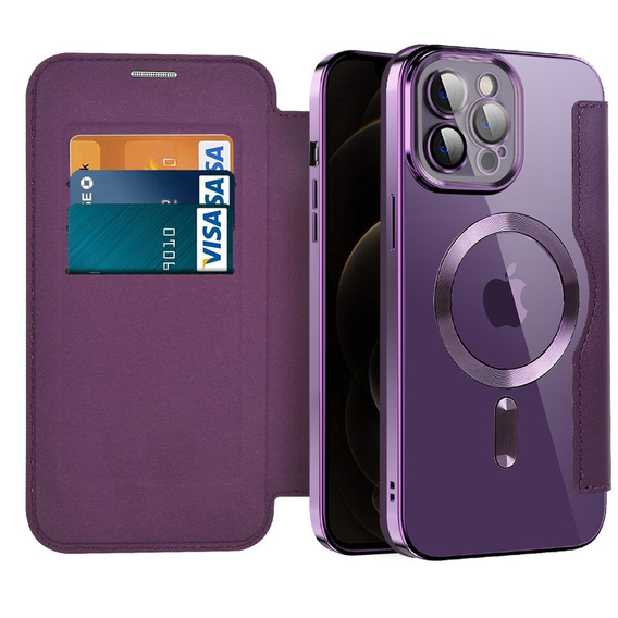 Откидной чехол для iPhone 12 Pro Max, RFID Wallet MagSafe CamShield, фиолетовый