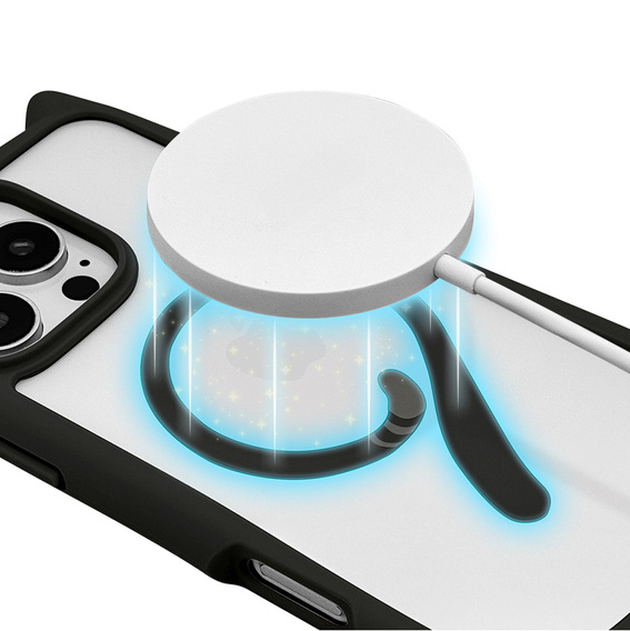 Чохол для iPhone 16 Pro, для MagSafe, Cute Cat, чорний + захисне скло