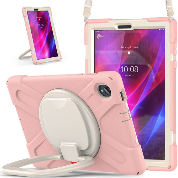 Детский чехол для Lenovo Tab M10 Plus TB-X606F, бронированный с ремешком, розовый