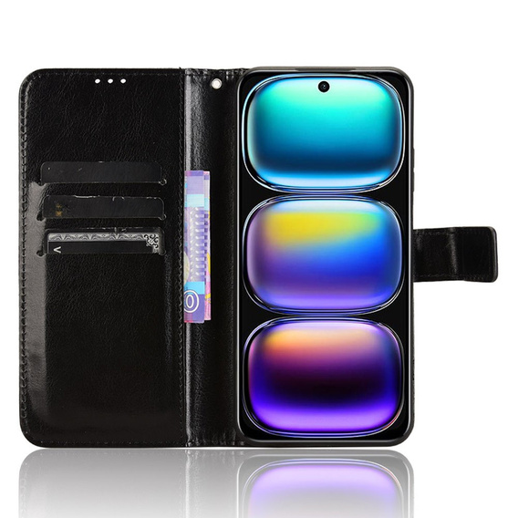 Футляр з клапаном для Infinix Hot 50i 4G, Crazy Horse Wallet, чорний
