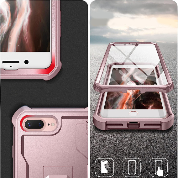 Броньований чохол для iPhone 7 Plus / 8 Plus, Dexnor Full Body, рожевий rose gold