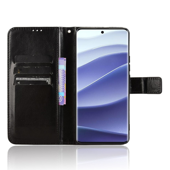 Футляр з клапаном для Xiaomi Redmi Note 14 Pro, Crazy Horse Wallet, чорний