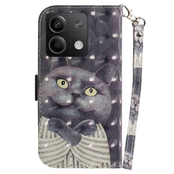 Откидной чехол для Xiaomi Redmi Note 13 5G, Wallet, Cat серый