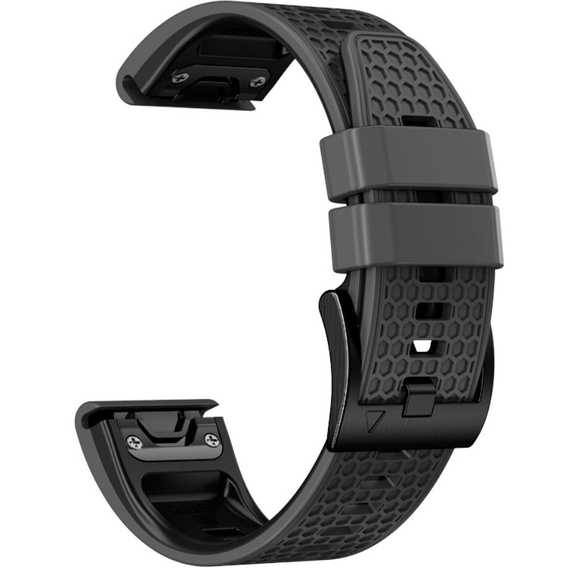 Силиконовый ремешок для Garmin Fenix 7 / Forerunner 965 / 955 / 945 / 935, серый / черный