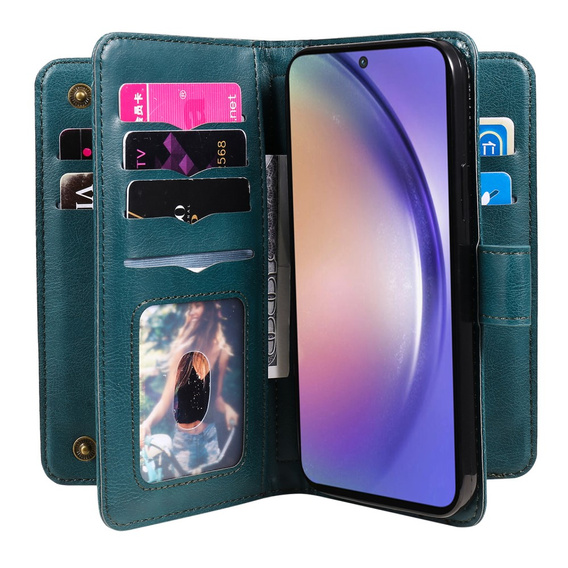 Фліп-чохол для Samsung Galaxy A55 5G, 10 Card Slots Wallet, зелений