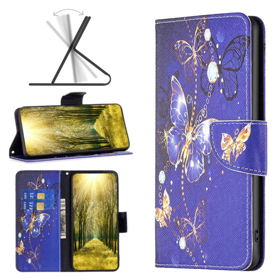 Откидной чехол для Xiaomi Redmi Note 13 Pro 5G, Wallet, Butterflies фиолетовый