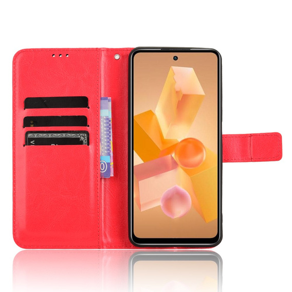 Футляр з клапаном для Infinix Hot 40i, Crazy Horse Wallet, червоний