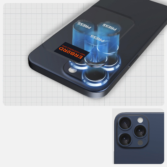 2x загартоване скло ERBORD OPTIK Pro для камери iPhone 16 Pro/16 Pro Max / 15 Pro/15 Pro Max/14 Pro/14 Pro Max, титановий синій