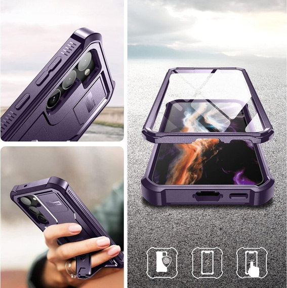 Бронированный чехол для Samsung Galaxy S23, Dexnor Full Body (Two Frames), фиолетовый