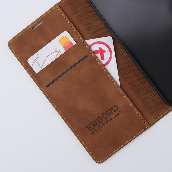 Чохол для iPhone 15 Pro Max, ERBORD Vintage, гаманець з клапаном, коричневий