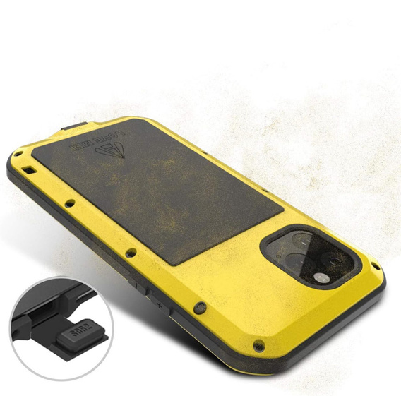 Чехол Love Mei до iPhone 11, armored with glass, желтый / черный