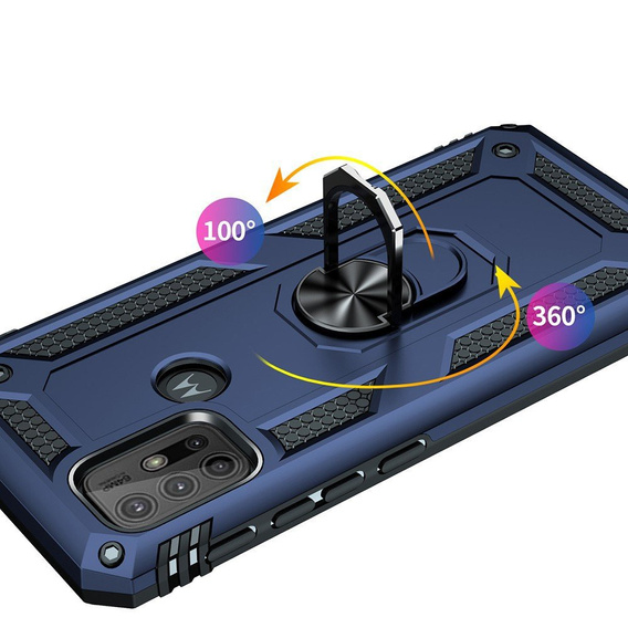 Бронированный Чехол до Motorola Moto G10/G30, Nox Case Ring, синий
