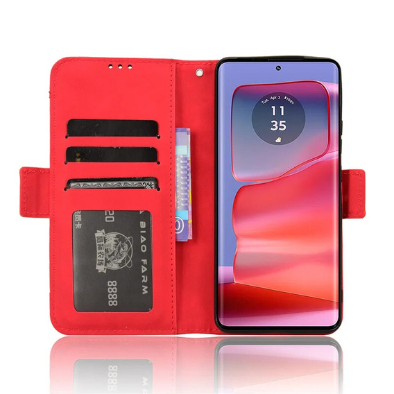 Откидной чехол для Motorola Edge 50 Pro, Card Slot, красный