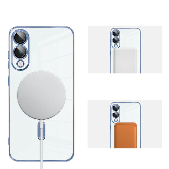 Чехол для Samsung Galaxy S25 Edge, Electro MagSafe, синий + стекло для экрана