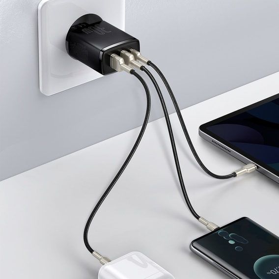 BASEUS  Зарядное устройство 2xUSB + USB Type-C, 30W1- Black