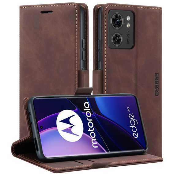 Чохол для Motorola Edge 40, ERBORD Vintage, гаманець з клапаном, кава