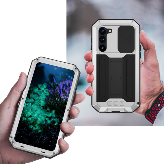 Броньований чохол для Samsung Galaxy S23 Plus, R-JUST CamShield Slide, сріблястий