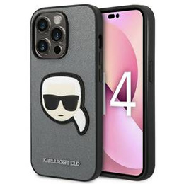 Чехол Karl Lagerfeld до iPhone 14 Pro Max, Saffiano Karl's Head Patch, серебряный
