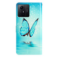 Откидной чехол для Xiaomi Redmi Note 12S, Wallet, butterfly, синий