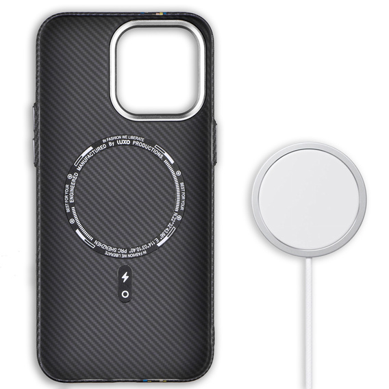 Чехол для iPhone 13 Pro Max, Carbon Fiber MagSafe, чёрный