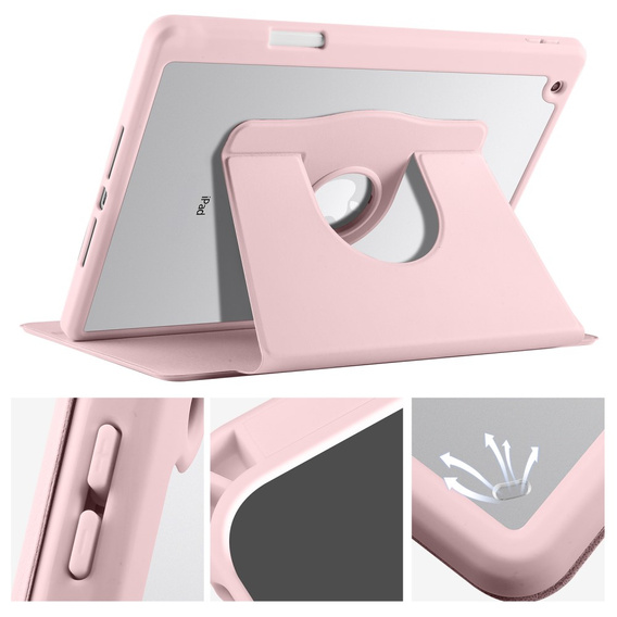 Чохол для iPad 10.2" 2021/2020/2019 (9/8/7 gen.), з місцем для стилуса, що обертається на 360°, рожевий