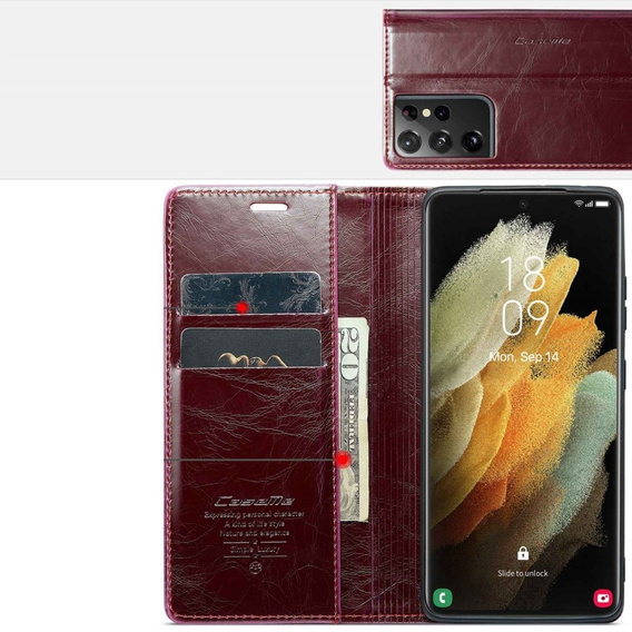 Флип-кейс CASEME для Samsung Galaxy S21 Ultra 5G, Waxy Textured, красный