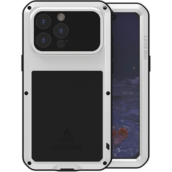 Чехол Love Mei до iPhone 15 Pro Max, armored with glass, серый