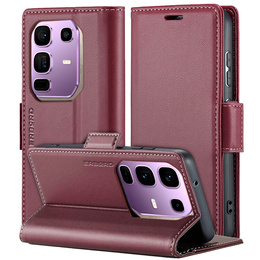 Чохол для Infinix Note 50 Pro, ERBORD Glossy Litchi, гаманець з клапаном, червоний