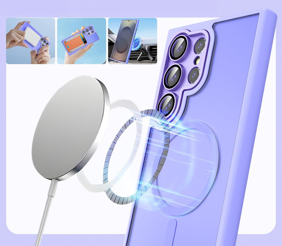 Чохол для Samsung Galaxy S25 Ultra, для MagSafe, ERBORD Matt Case, фіолетовий + захисне скло