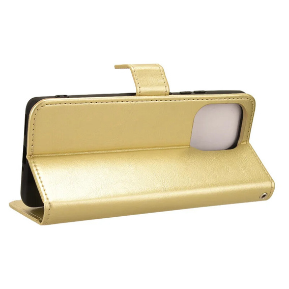 Футляр з клапаном для Motorola Edge 50 Pro, Crazy Horse Wallet, золотий