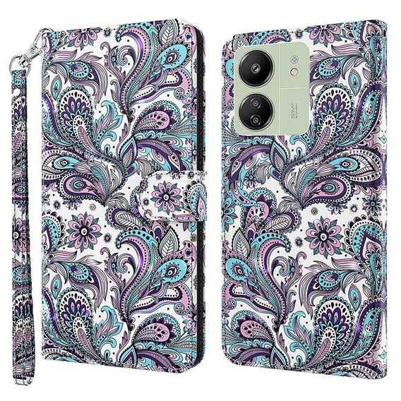 Откидной чехол для Xiaomi Redmi 13C / Poco C65, Wallet, Flowers