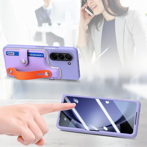 Чохол для Samsung Galaxy Z Fold 5 5G, з підставкою, склом та стилусом, шкіряний, чорний