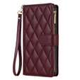 чехол-крышка для Samsung Galaxy A56 5G, Rhombus Crossbody Leather, бордовый