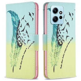 Откидной чехол для Xiaomi Redmi Note 12 4G, Wallet, feather, синий