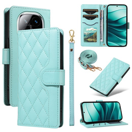 Чохол-сумка для Xiaomi Redmi Note 14 Pro 5G / Xiaomi Redmi Note 14 Pro+ 5G / Xiaomi Poco X7 5G, Rhombus Crossbody Leather, зелений