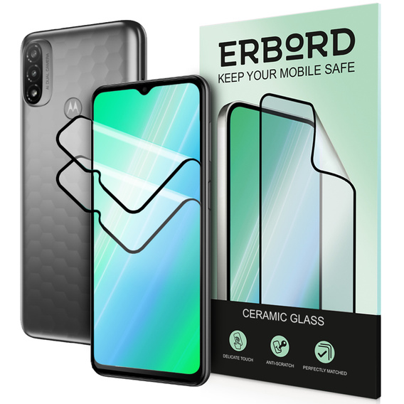 2x Гибридное керамическое стекло ERBORD для Motorola Moto E20/E30/E40
