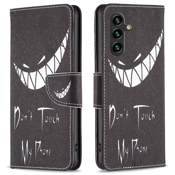 Откидной чехол для Samsung Galaxy A05s, Wallet, Don't Touch My Phone, чёрный