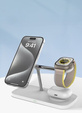 Індуктивний зарядний пристрій Qi2 3в1 15 Вт для iPhone / Apple Watch / Airpods / Galaxy / Galaxy Watch / Galaxy Buds, білий