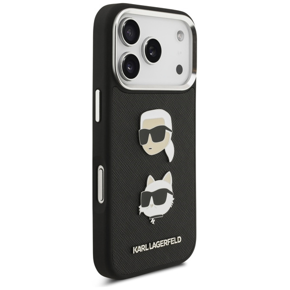 Чехол Karl Lagerfeld Grained Karl & Choupette Heads Pins & Logo для iPhone 17 Pro