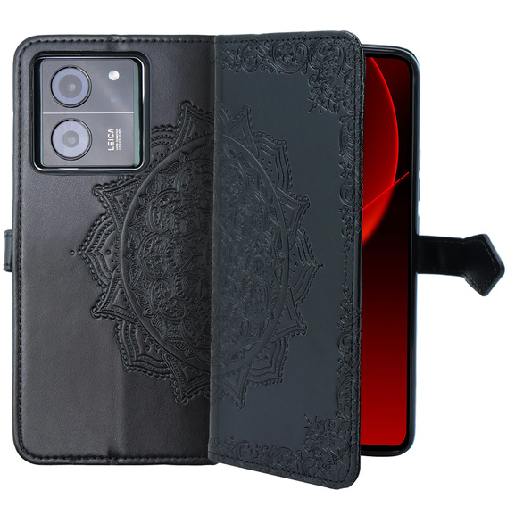 Откидной чехол для Xiaomi 13T / 13T Pro, Mandala, чёрный