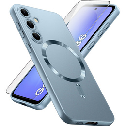 Чехол для Samsung Galaxy A36, ColorMag, для MagSafe, синий + закаленное стекло 9H