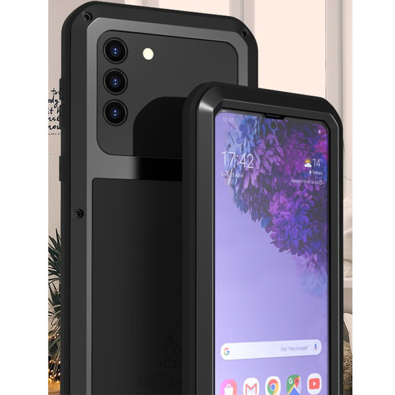 Чoхол Love Mei до Samsung Galaxy S21+ Plus, armored with glass, чорний