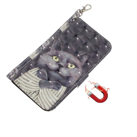 Откидной чехол для Xiaomi Redmi Note 13 5G, Wallet, Cat серый