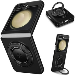 Чохол GKK для Galaxy Z Flip 5 5G, Corners Dropproof MagSafe, прозорий / фіолетовий