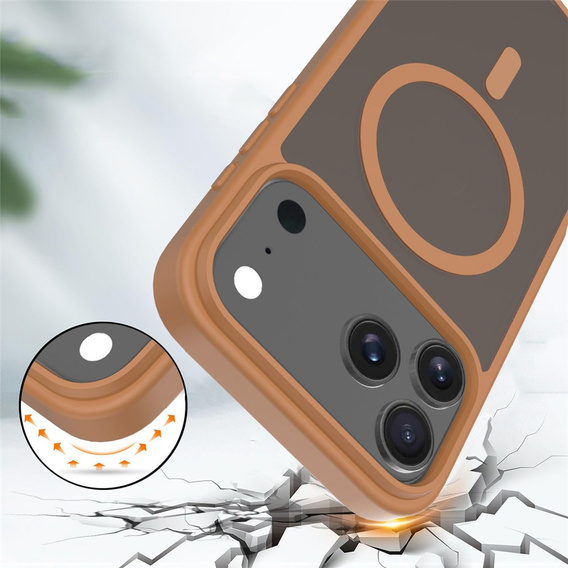 Матовый чехол для iPhone 17 Pro Max, для MagSafe, полупрозрачный коричневый