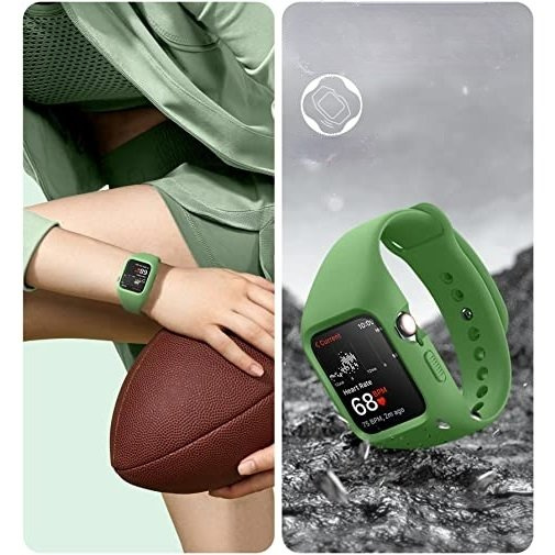 Ремень + чехол Suritch для Apple Watch 4/5/6/7/8/SE 44/45mm, зелёная