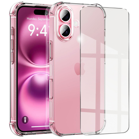Чохол для iPhone 16 Plus, Erbord Dropproof, прозорий + скло