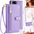 Откидной чехол для iPhone 16E, Wallet Zipper Pocket, фиолетовый